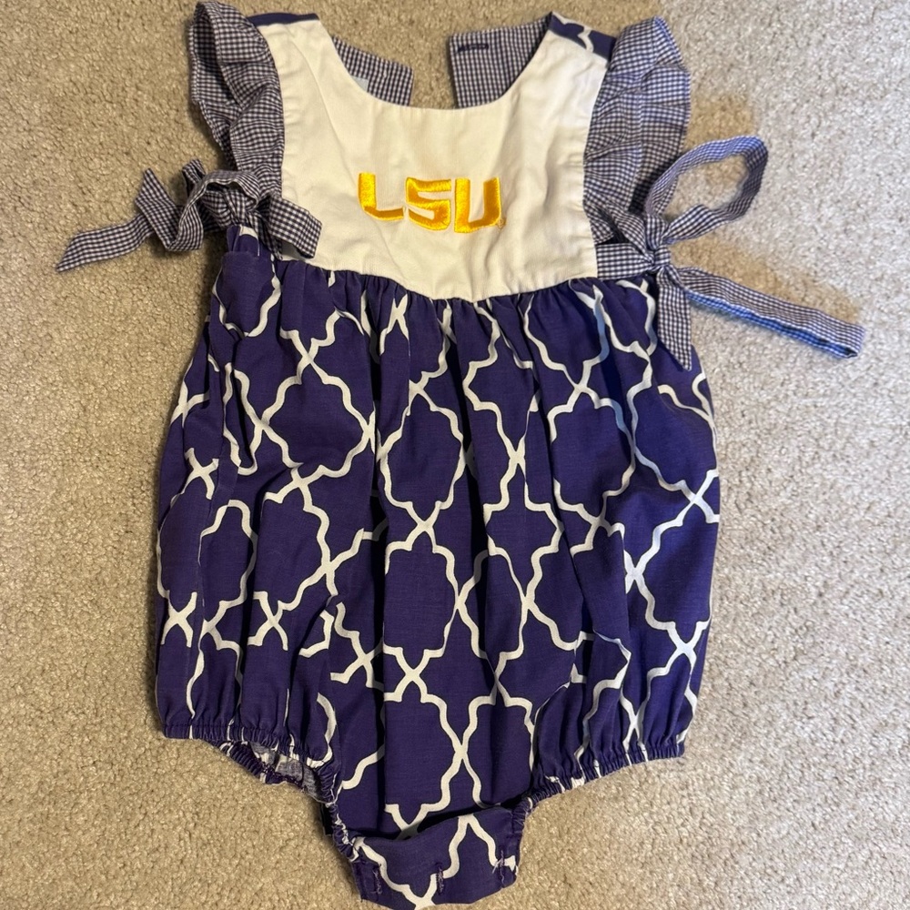 Purple and White Baby Bubble with LSU Embroidery